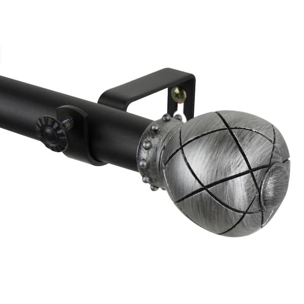 Rod Desyne Supreme 160 in. - 240 in. Adjustable 1 in. Dia Single Curtain Rod in Black