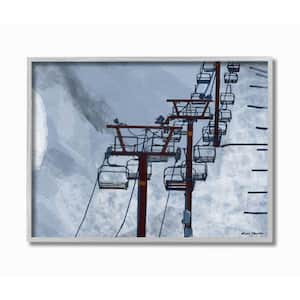 11 in. x 14 in. "Ski Lift Blue Sky Painting" by Karen Dreyfus Framed Wall Art