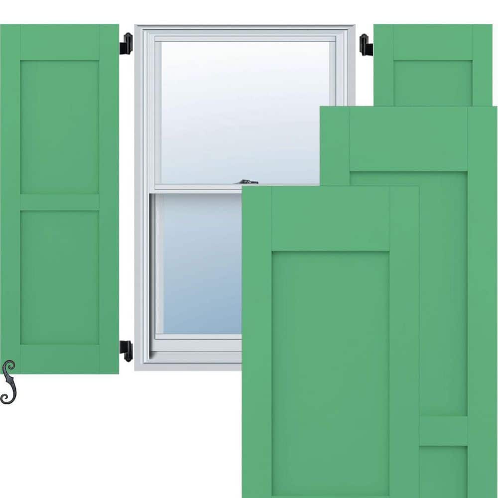 Americraft 12 in. W x 66 in. H 2-Equal Flat Panel Exterior Real Wood Shutters Per Pair in Lily Pads price history on PriceWatchPro