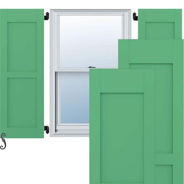 Ekena Millwork Americraft 12 in. W x 67 in. H 2-Equal Flat Panel Exterior Real Wood Shutters Per Pair in Lily Pads