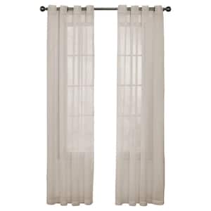 Curtainfresh Ivory Solid Polyester 59 in. W x 63 in. L Sheer Single Grommet Top Curtain Panel