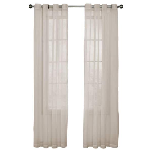 Curtain Fresh Curtainfresh Ivory Solid Polyester 59 in. W x 63 in. L Sheer Single Grommet Top Curtain Panel