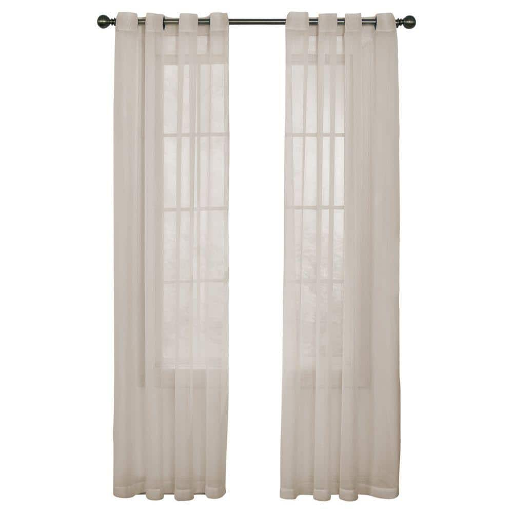 Curtain Fresh Curtainfresh Ivory Solid Polyester 59 in. W x 108 in