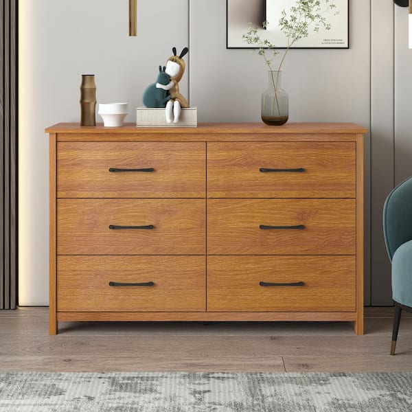 GALANO Gianni 6-Drawer Walnut 47.2 in. Dresser with Ultra Fast Assembly