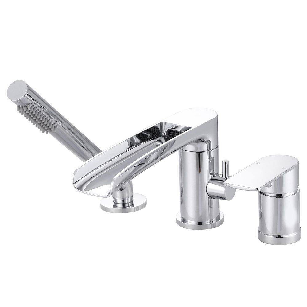 "Single-Handle Deck-Mount Roman Tub Faucet with Swivel Waterfall Tub Spout, Hand Shower with 59"" Hose in. Polished Chrome" price history on PriceWatchPro