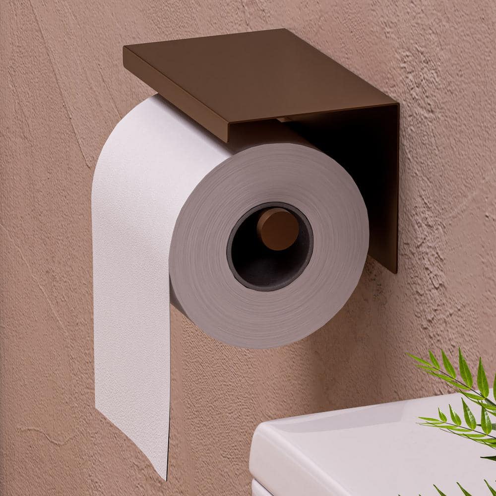 Brushed Copper Stainless Steel Toilet Paper Holder with Shelf