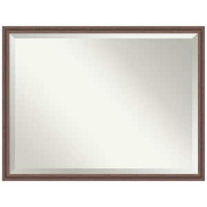 42.38 in. x 32.38 in. Casual Rustic Rectangle Framed Distressed Brown Bathroom Vanity Wall Mirror