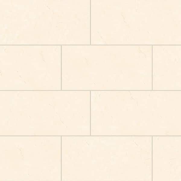 Bedrosians Shandar Rectangular 12 in. x 24 in. Polished Crema Marfil Light Porcelain Tile (9.68 sq. ft./Case)