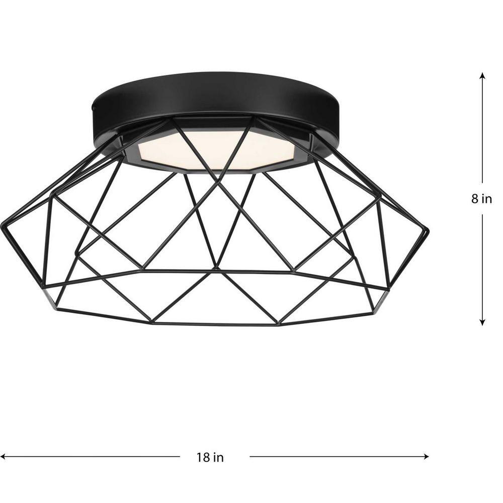 Geodesic Matte Black LED Flush Mount Light with Diamond Frame