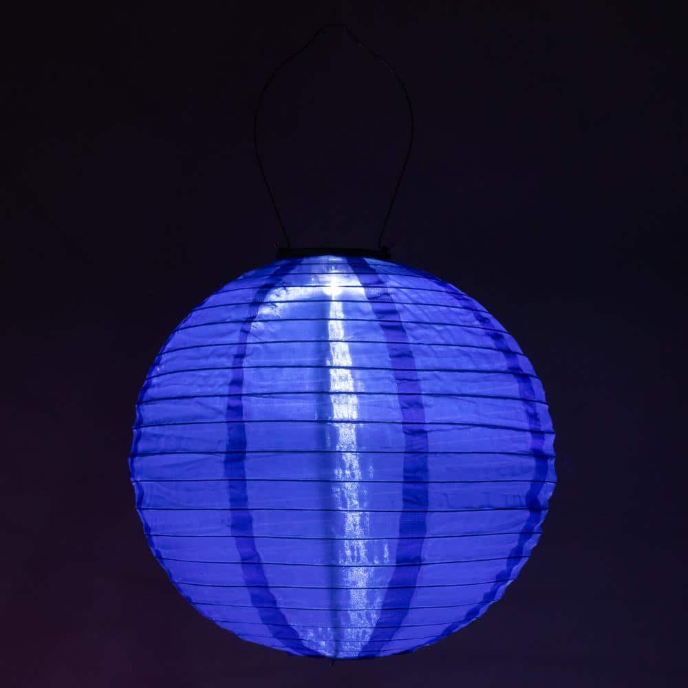 Cerulean Blue 12" Nylon Solar Lantern with LED Light