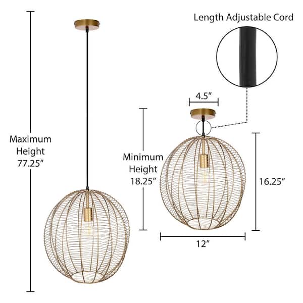 River of Goods Jennie 40-Watt 1-Light 12 in. Antique Brass Wire