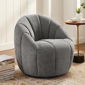 Glaucus Swivel Gray Fabric Barrel Chair