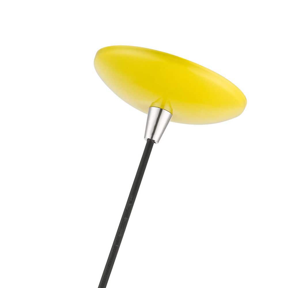15" Shiny Yellow and Polished Chrome Aluminum Globe Pendant Light