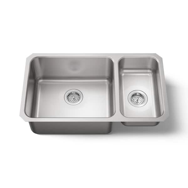 Undertone Undercounter Stainless Steel 31.5 in. 0 hole Double Basin Kitchen Sink