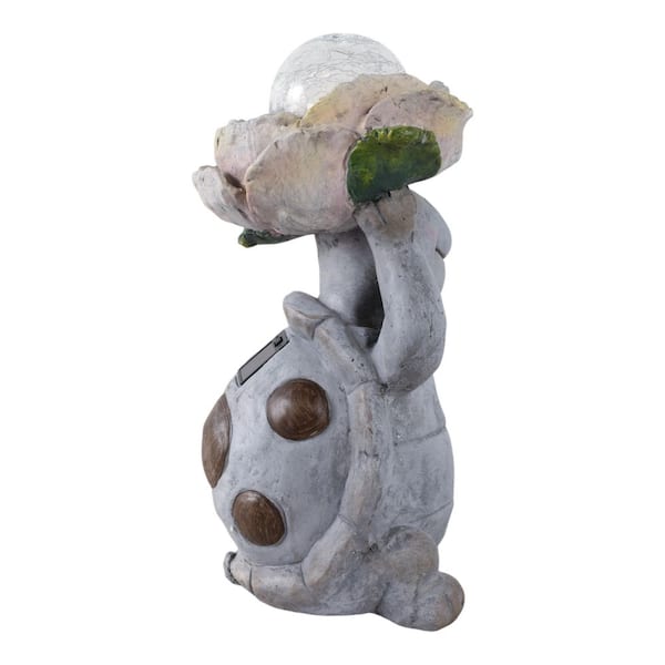20体限 gray turtle 羅本製所 ROBINCERAMICSTUDIO Liv & Skye Gray 15 in. Ceramic Turtle Holding Large Solar Flower