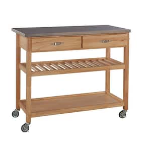 Vineyard Natural Kitchen Cart with Stainless Top
