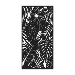 Rainforest 3 ft. x 6 ft. Powder Coated Steel Decorative Screen Panel in Black with 6-Screws