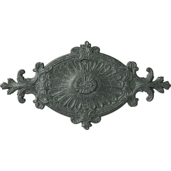 Ekena Millwork 23-1/2" W x 12-1/4" H x 1-1/2" Quentin Urethane Ceiling Medallion, Athenian Green Crackle