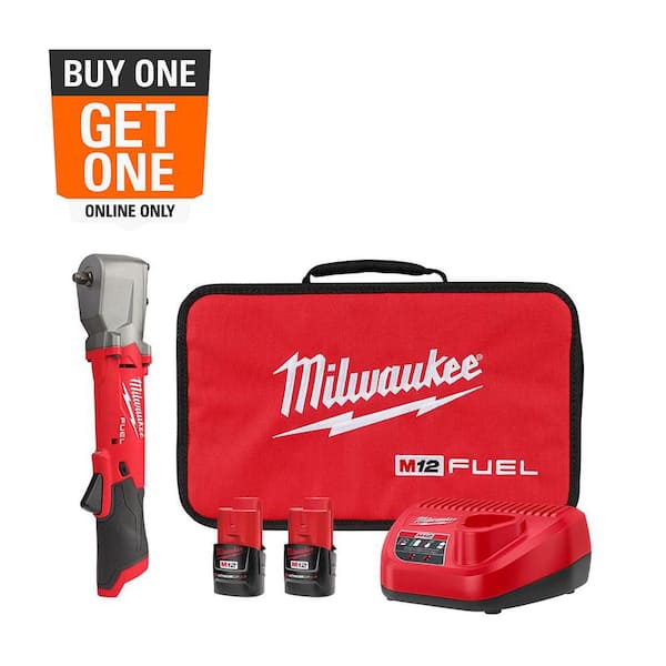 M12 FUEL 12V Lithium-Ion Brushless Cordless 3/8 in. Right Angle Impact Wrench Kit with Two 2.0 Ah Batteries