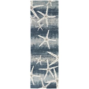 Martin Blue 2 ft. x 7 ft. Starfish Runner Rug