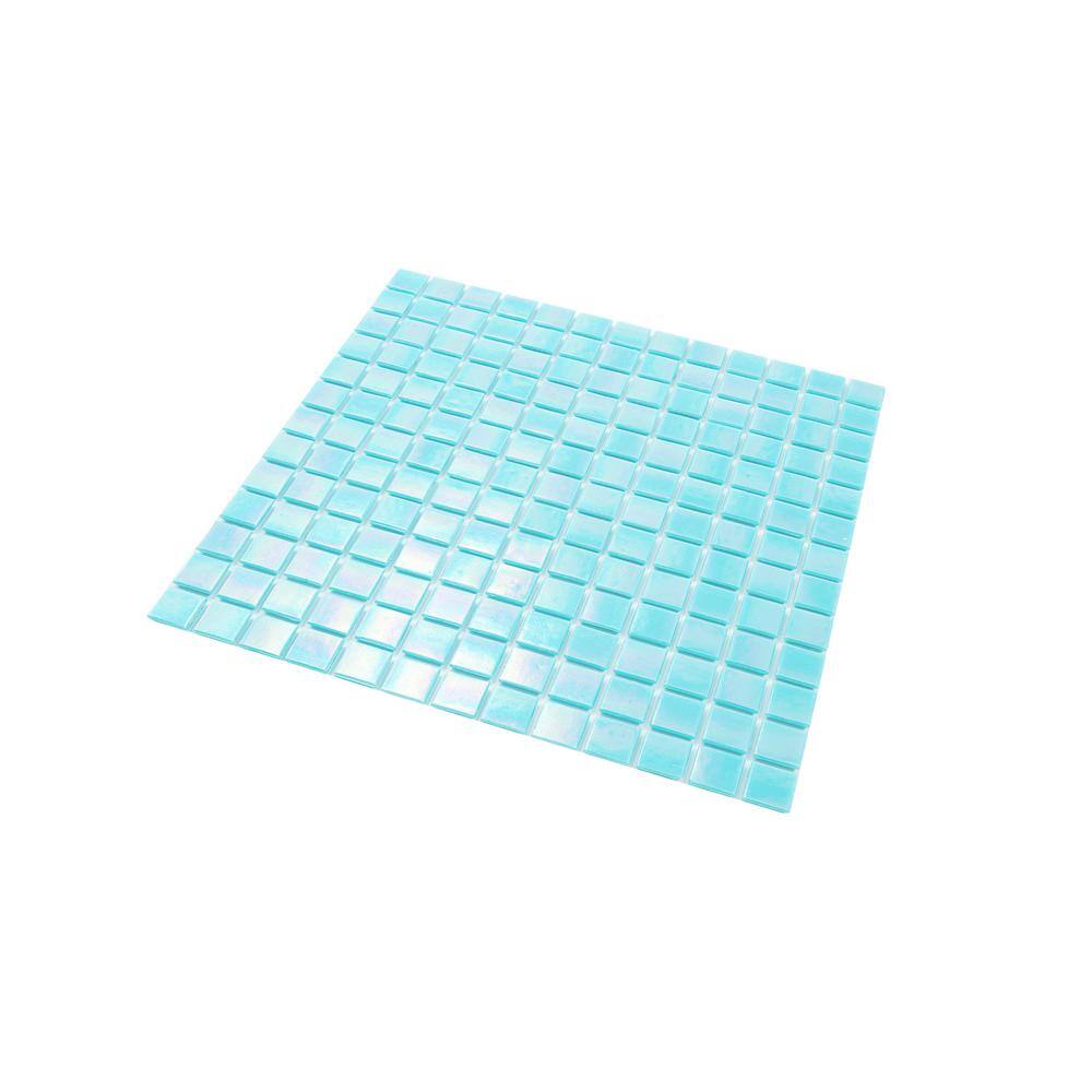Sky Blue Iridescent Glass Mosaic Wall and Floor Tile