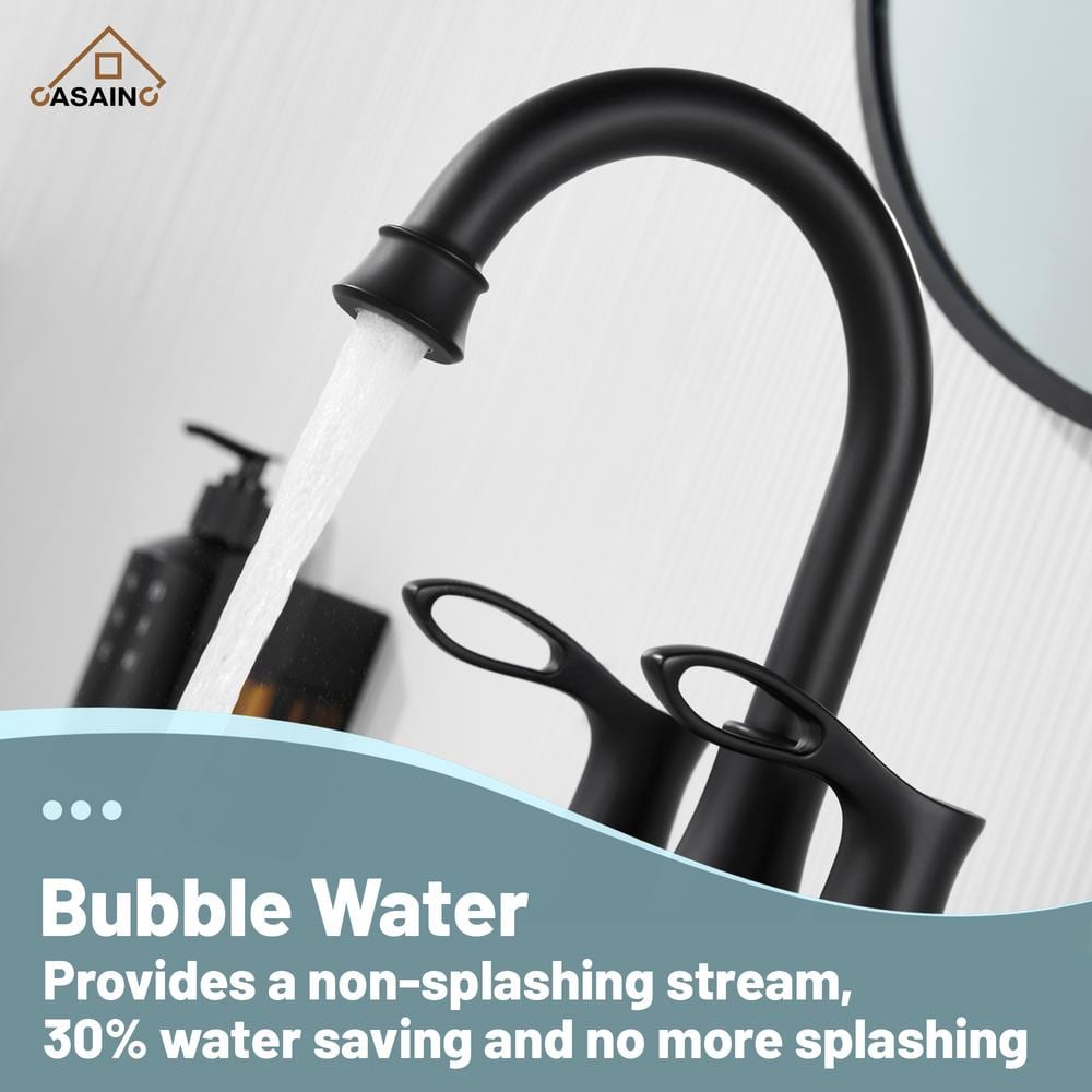 Matte Black Stainless Steel 4-Inch Centerset Bathroom Faucet with Drain Kit