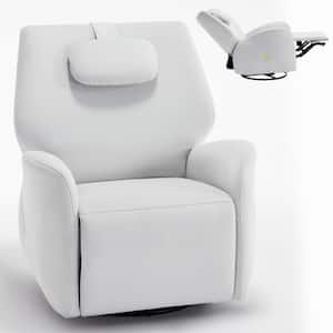 33.86" W Beige Polyester Swivel and Rocker Power Recliner Chair with USB and Type-C Ports