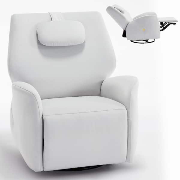 sumyeg 33.86" W Beige Polyester Swivel and Rocker Power Recliner Chair with USB and Type-C Ports