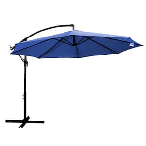 10 ft. Steel Cantilever Offset Outdoor Patio Umbrella with Crank in Blue