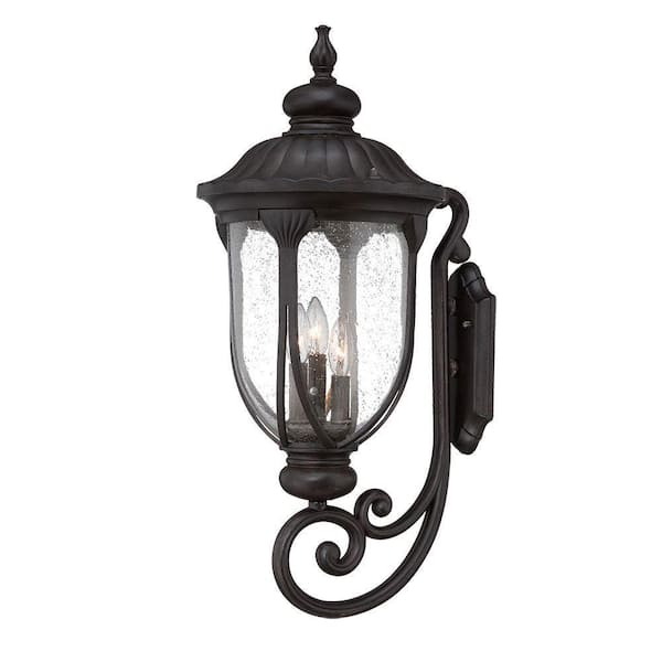 Acclaim Lighting Laurens Collection 3-Light Black Coral Outdoor Wall Lantern Sconce