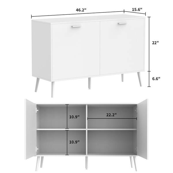 FUFU&GAGA White Wood Paint Finish Buffets And Sideboards Cupboard With  Hollow Out Carved Acrylic Doors KF390009-01 - The Home Depot