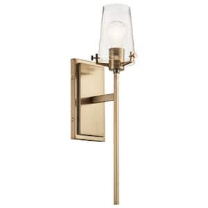 Alton 1-Light Champagne Bronze Bathroom Indoor Wall Sconce Light with Clear Seeded Glass Shade