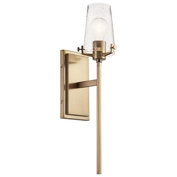 KICHLER Alton 1-Light Champagne Bronze Bathroom Indoor Wall Sconce Light with Clear Seeded Glass Shade