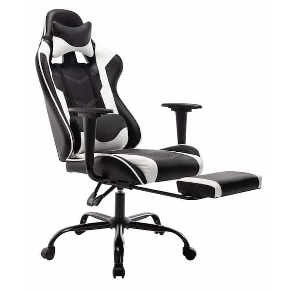 Furniture of America Nyomi White Polyvinyl Gaming Chair with