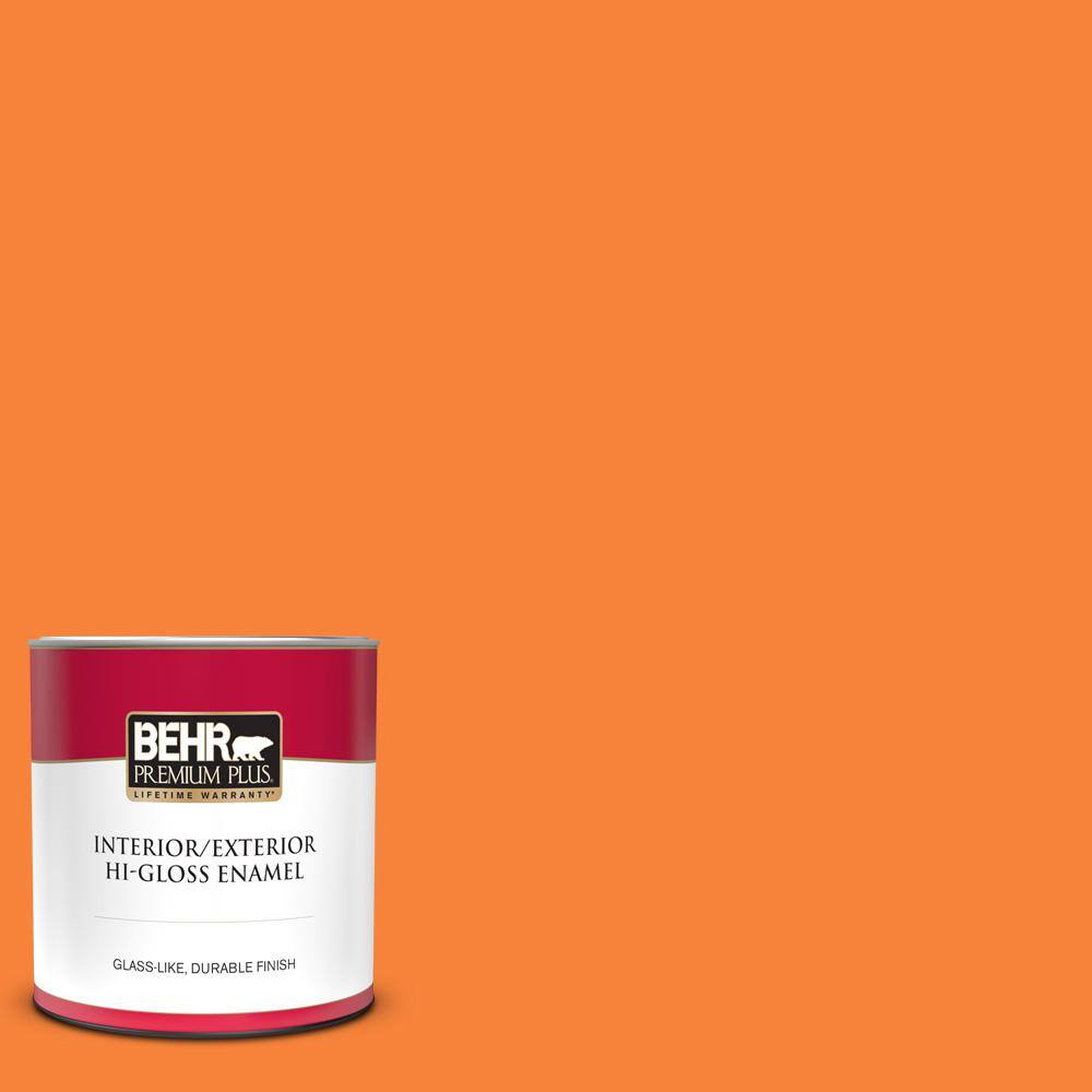 BEHR ULTRA 1 gal. #S-G-230 Startling Orange Extra Durable Satin Enamel  Interior Paint & Primer 775301 - The Home Depot