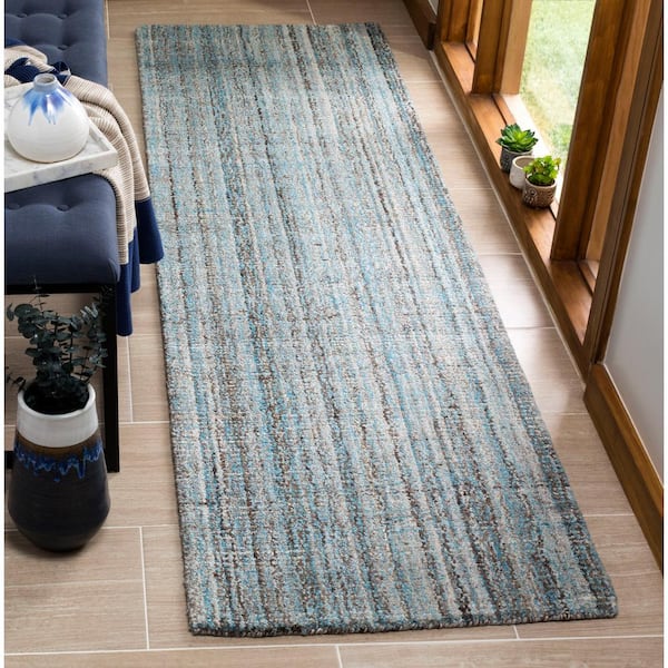 Abstract Blue/Multi 2 ft. x 14 ft. Striped Runner Rug
