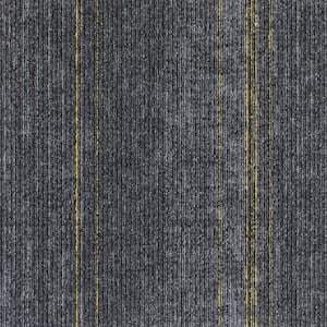 Elite Single Yellow Edge Gray Com/Res 24 in. x 24 in. Adhesive Carpet Tile square W/Cushion 1 tiles/Case 1 sq. ft.