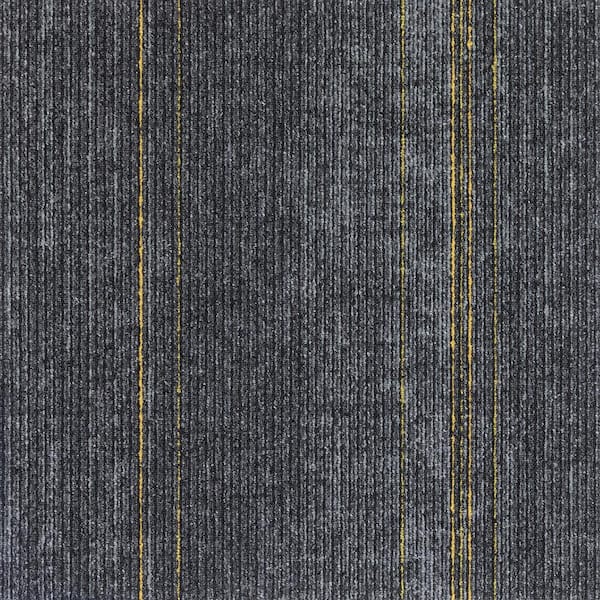Mohawk Elite - Yellow Edge - Gray Commercial/Residential 24 x 24 in. Glue-Down or Floating Carpet Tile Square (72 sq. ft.)