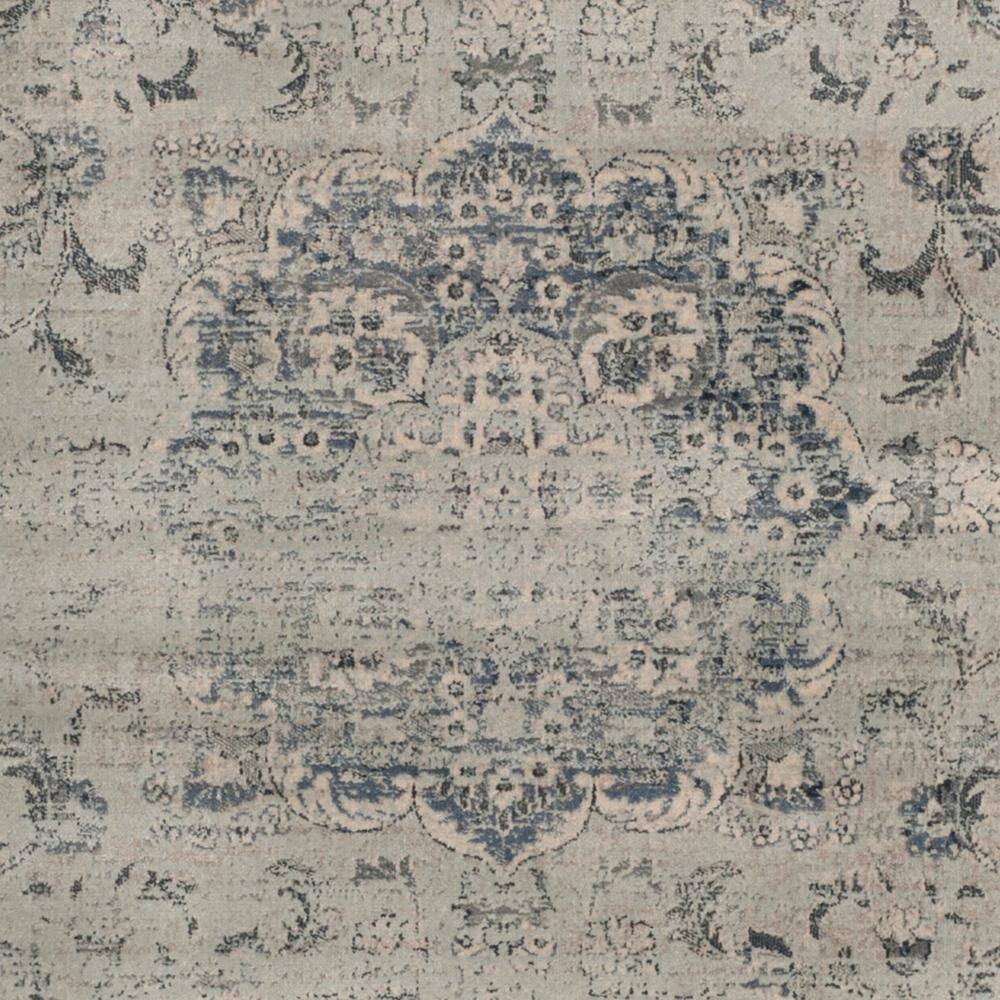 Light Blue Rectangular Washable Reversible Viscose Area Rug 5' x 7'