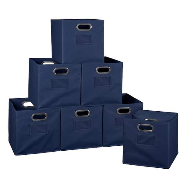 Regency HDCHTOTE12PKBE 12 in. H x 12 in. W x 12 in. D Blue Fabric Cube Storage Bin 12-Pack - 1