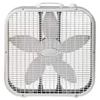 20 in. 3 Speed White Box Fan with Save-Smart Technology for Energy Efficiency