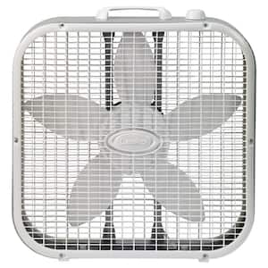 20 in. 3 Speeds Box Fan in White with Save-Smart Technology for Energy Efficiency, Carry Handle