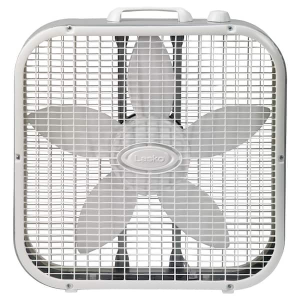 Lasko 20 in. 3 Speed White Box Fan with Save-Smart Technology for Energy Efficiency