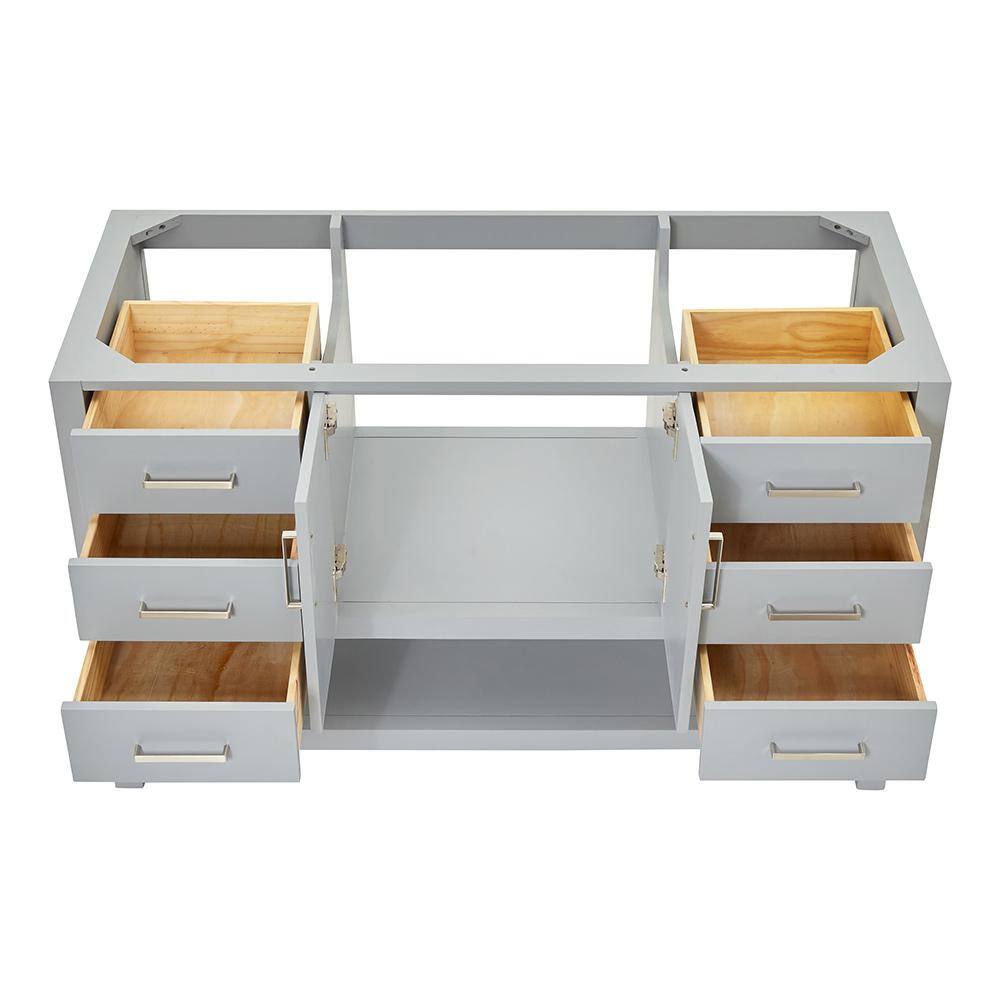 Gray Solid Wood Single Freestanding Bathroom Vanity Base