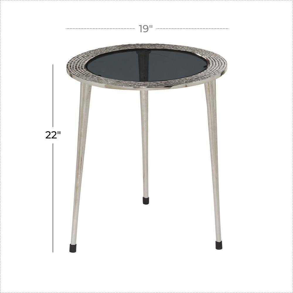 Round Walnut and Glass Contemporary Accent Table