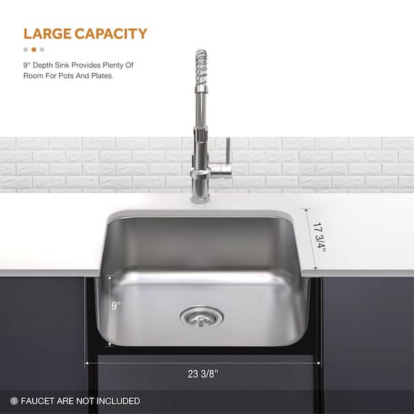 Glacier Bay Builder 23 in. Undermount Single Bowl 18 Gauge