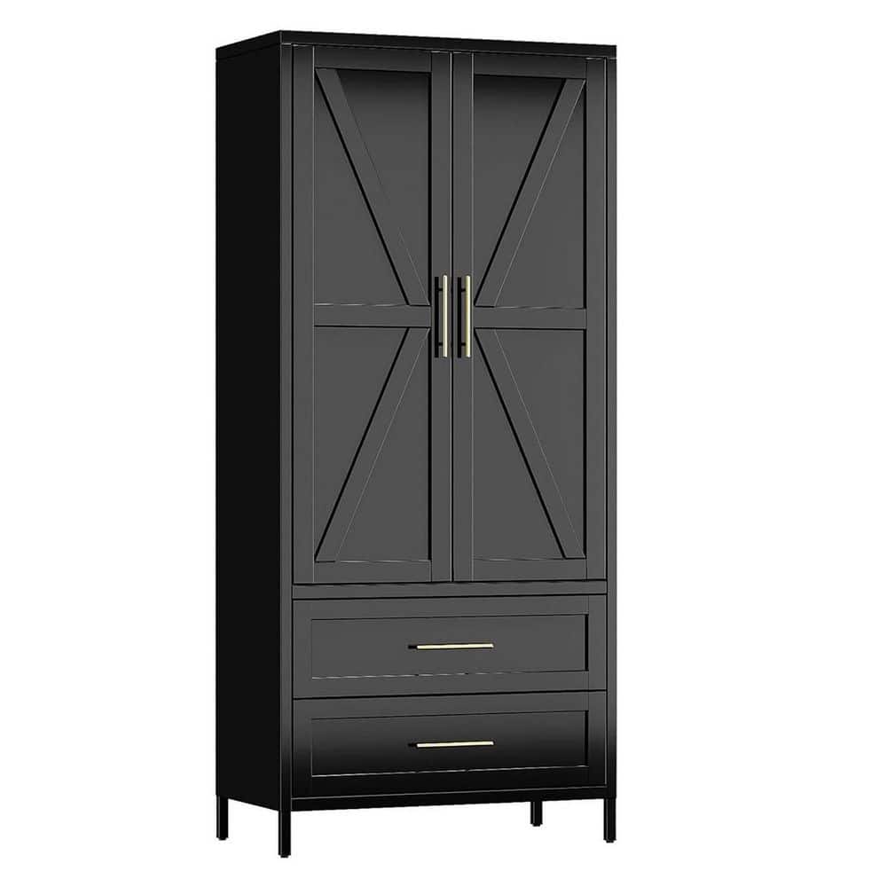 31.5 in. W x 70.9 in. H x 17.7 in. D 2-Door Black Metal Freestanding Closet Cabinet with 2-Drawers price history on PriceWatchPro