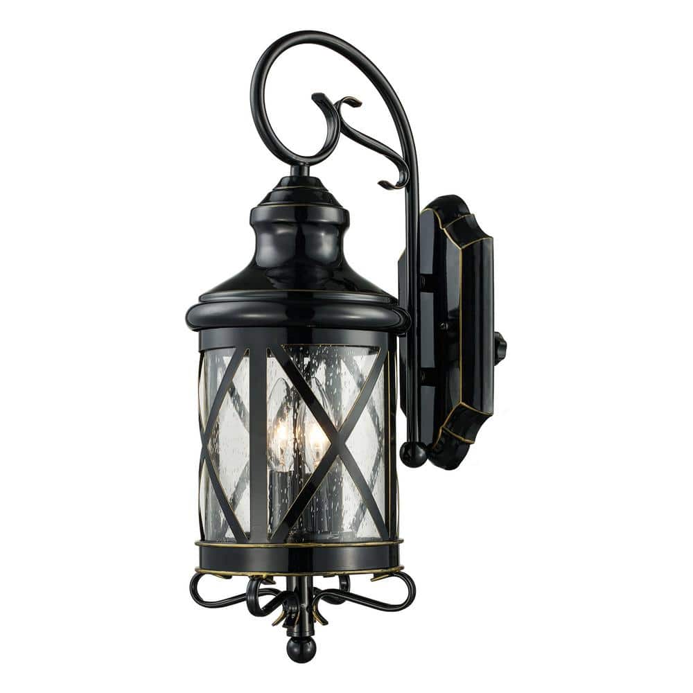 Bel Air Lighting Chandler 2-Light Oil Rubbed Bronze Outdoor Wall Fixture with Seeded Glass 5120 - The Home Depot