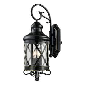 Chandler 2-Light Oil Rubbed Bronze Outdoor Wall Light Fixture with Seeded Glass