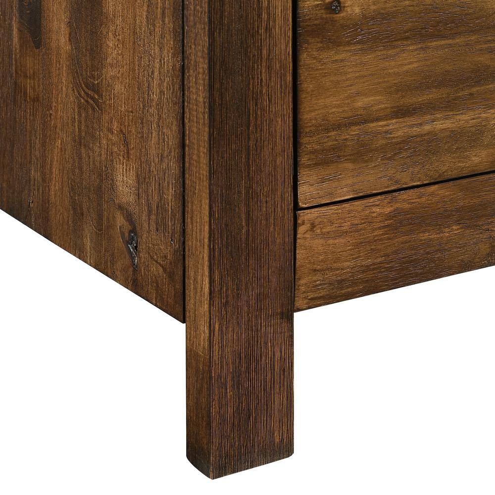 Chestnut Rustic 6-Drawer Dresser with Black Pulls